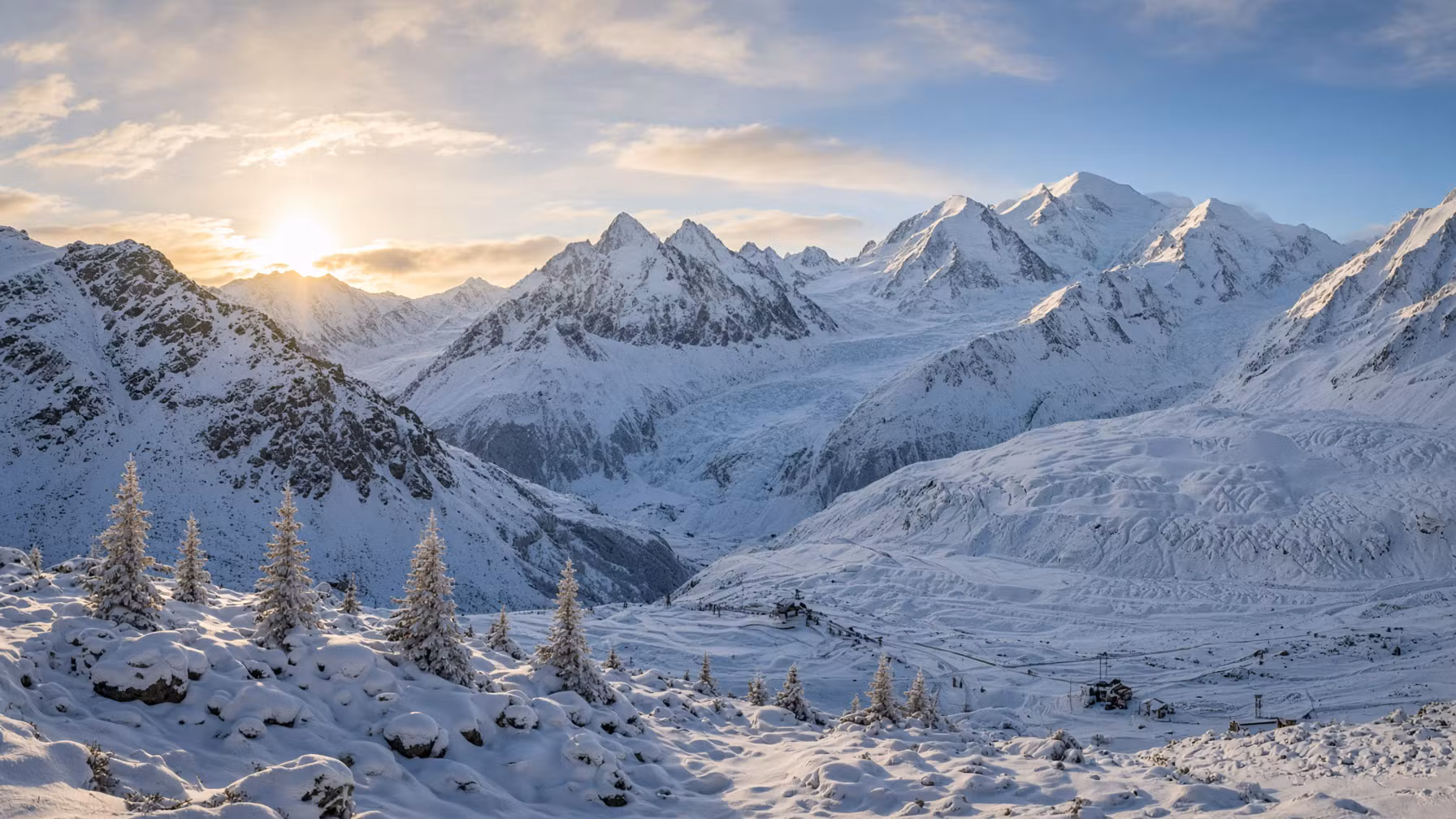 Verschneite Berglandschaft im Stubaital